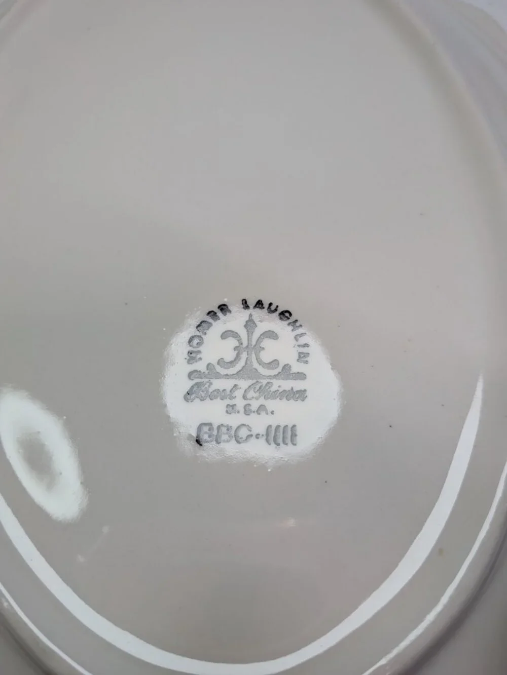 VTG Homer Laughlin White Scalloped Farmhouse Oval Serving Platter China 11.5